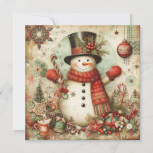Classic Christmas Snowman Greeting Card