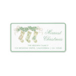 Classic Christmas Stocking Garland Vintage Address Label<br><div class="desc">Watercolor Christmas Stockings Green Vintage Holiday Return Address Label. This beautiful Christmas Photo Card features watercolor Christmas garland with white bows as a frame for one photo. Back of invitation is Christmas Stockings with Christmas garland and bows. It is perfect if you are looking for classic, southern, grandmillenial Christmas photo...</div>