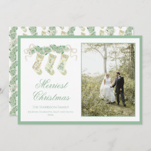 Classic Christmas Stockings Garland Vintage Photo Holiday Card