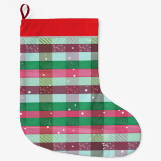 Classic Christmas Stripes Pattern Large Christmas Stocking