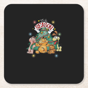 Classic Christmas Tis The Season Odie Arlene Square Paper Coaster