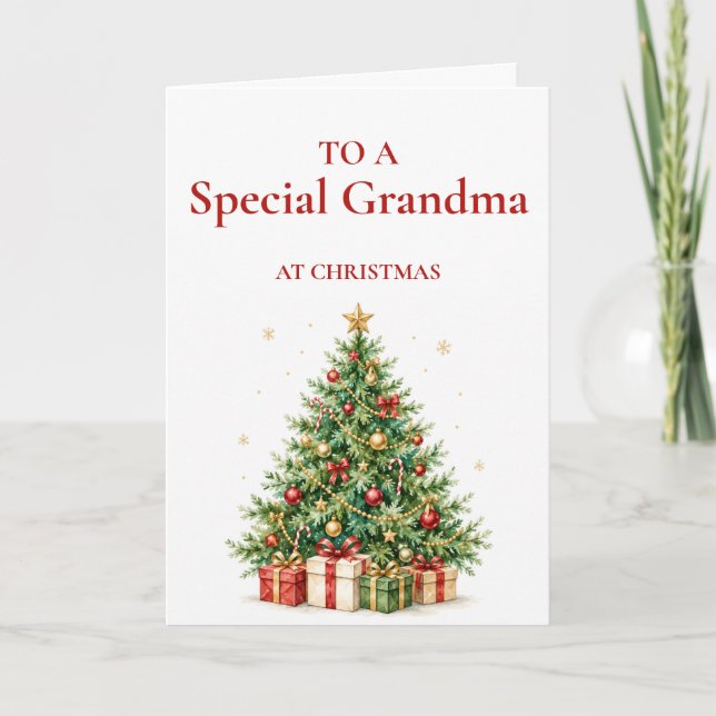 Classic Christmas Tree Card for Grandma (Front)