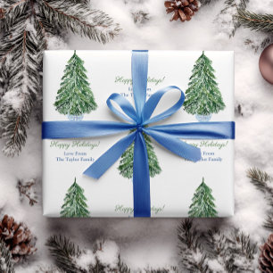 Classic Christmas Tree Chinoiserie Happy Holidays Wrapping Paper
