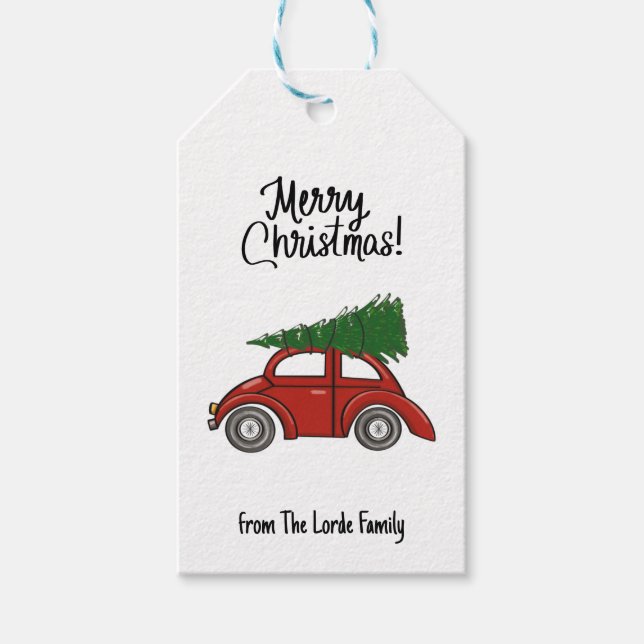 Classic Christmas Tree Family Gift Tags (Front)