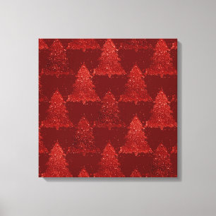 Classic Christmas Tree Festive Rich Crimson Red Canvas Print