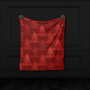 Classic Christmas Tree   Festive Rich Crimson Red Fleece Blanket