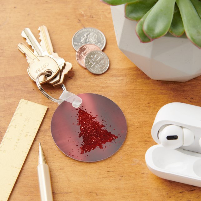 Classic Christmas Tree | Festive Rich Crimson Red Key Ring (Desk)