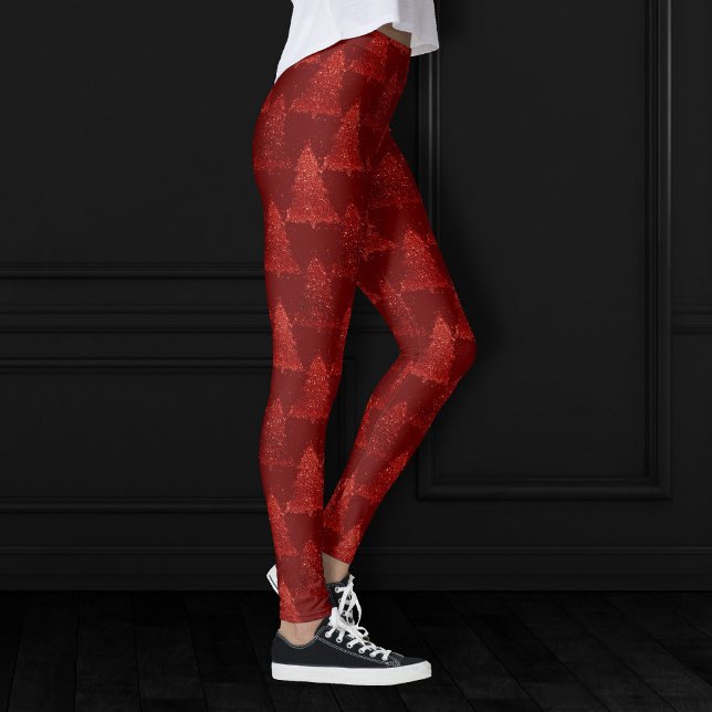 Classic Christmas Tree | Festive Rich Crimson Red Leggings (Creator Uploaded)