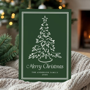 Classic Christmas Tree Forest Green Non-Photo Holiday Card