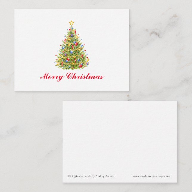 Classic Christmas Tree Gift Tag Enclosure Card  (Front/Back)