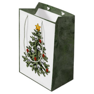 Classic Christmas Tree Gorgeous Bold Kelly Green Medium Gift Bag
