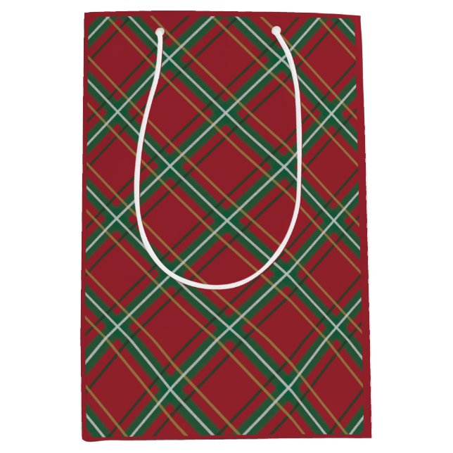 Classic Christmas Tree Plaid Medium Gift Bag (Front)