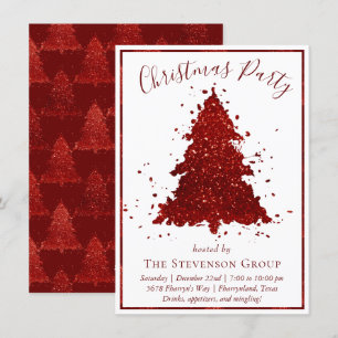 Classic Christmas Tree Rich Crimson Red Party Holiday Card