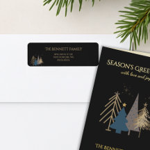 Classic Christmas Tree Seasons Greetings Gold Foil