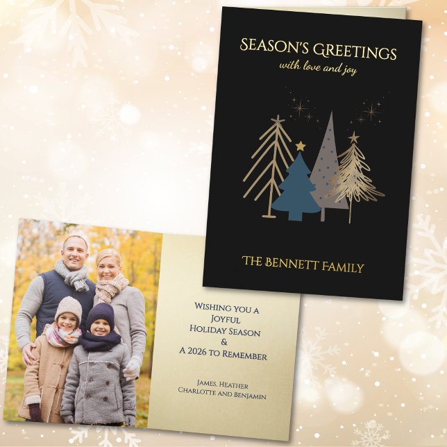 Classic Christmas Tree Seasons Greetings Gold Foil Foil Greeting Card (Creator Uploaded)