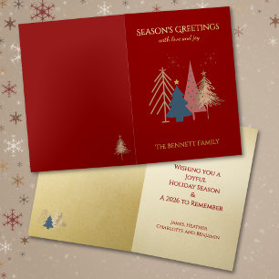 Classic Christmas Tree Seasons Greetings Gold Foil Greeting Card