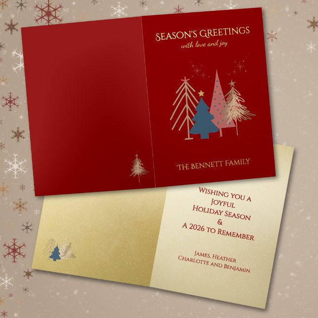 Classic Christmas Tree Seasons Greetings Gold  Foil Greeting Card (Creator Uploaded)