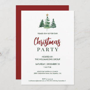 Classic Christmas Trees Office Corporate Party  Invitation