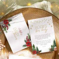 Classic Christmas White Baby Shower Book Request