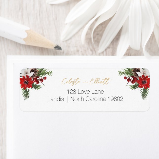 Classic Christmas White Baby Shower Return Address (Insitu)