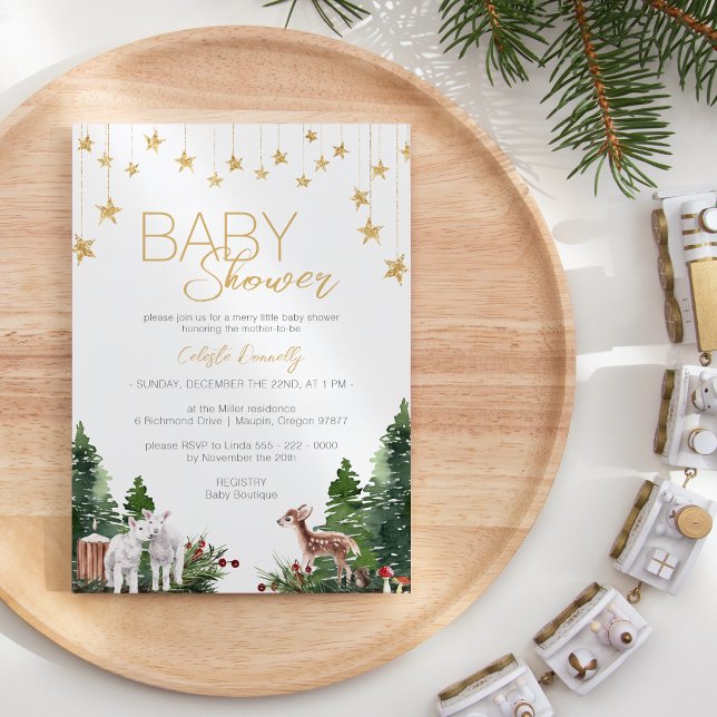 Classic Christmas White Gender Neutral Baby Shower Invitation (Creator Uploaded)