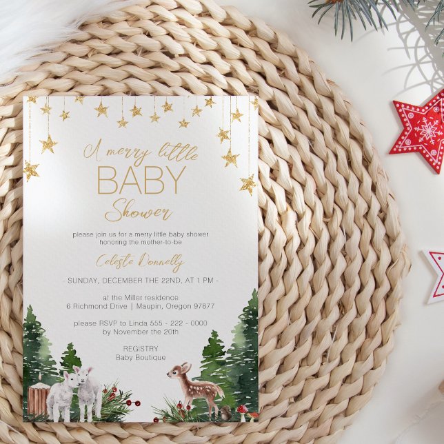 Classic Christmas White Merry Little Baby Shower Invitation (Creator Uploaded)