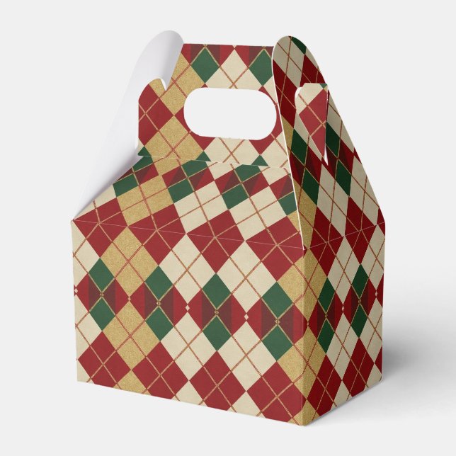 Classic, Christmas/winter argyle patterned Favour Box (Front Side)