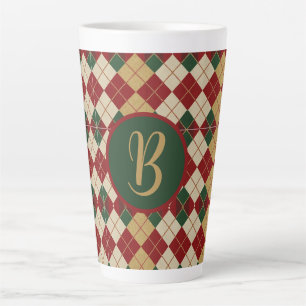 Classic, Christmas/winter argyle patterned Latte Mug