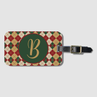 Classic, Christmas/winter argyle patterned Luggage Tag