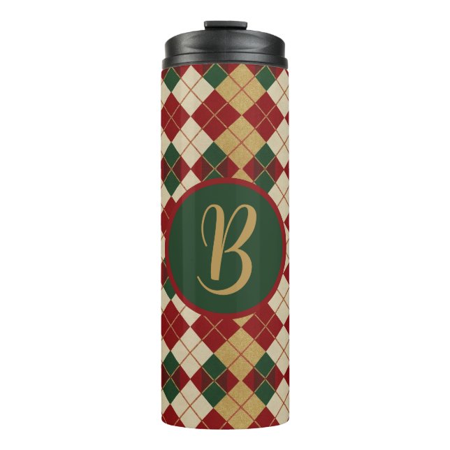 Classic, Christmas/winter argyle patterned Thermal Tumbler (Front)