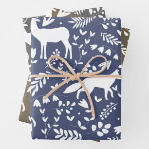 Classic Christmas Wrapping Paper Flat Sheet Set