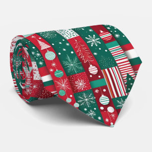 Classic Christmas Wrapping Paper Pattern Red Green Tie