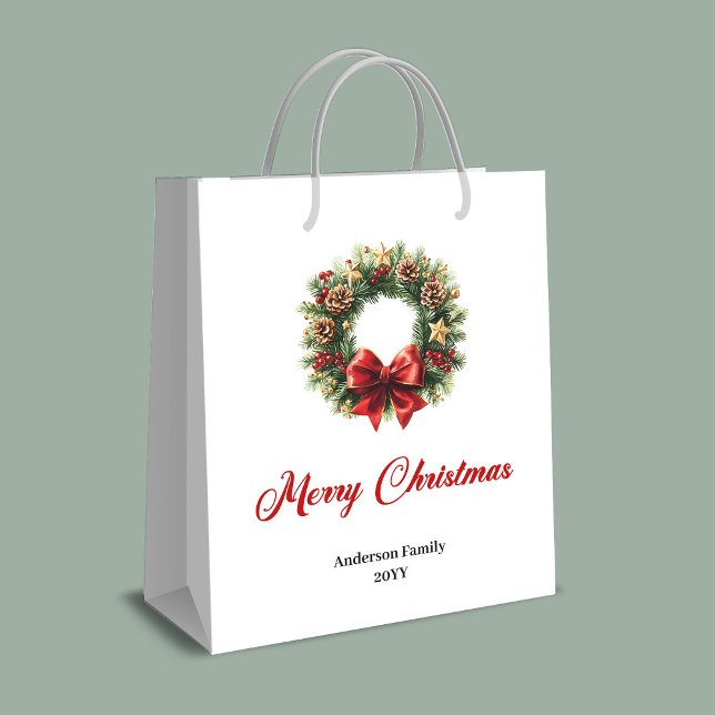 Classic Christmas wreath bag red green gold theme (Classic Christmas wreath bag red green gold theme)