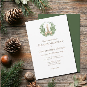 Classic Christmas Wreath Candle Minimalist Invitation