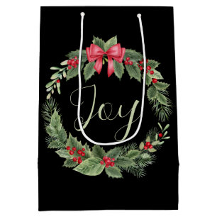 Classic Christmas Wreath Joy Medium Gift Bag