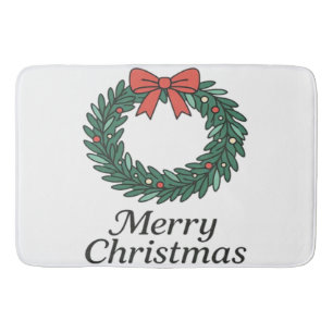Classic Christmas Wreath – Minimalist Merry Christ Bath Mat