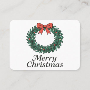 Classic Christmas Wreath – Minimalist Merry Christ Business Card
