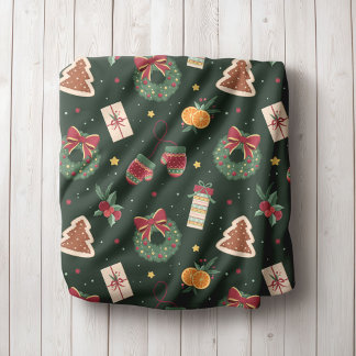 Classic Christmas Wreath & Mittens Fleece Blanket