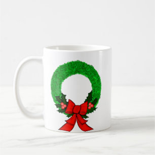 Classic Christmas Wreath with Red Bow Coffee Mug