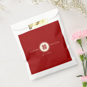 Classic Circle Double Happiness Chinese Wedding Favour Bags