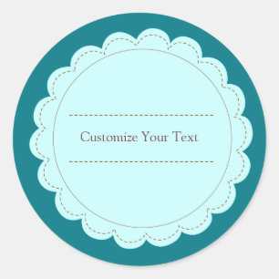 Classic Circle Scallop Simple Light Blue Round Sticker