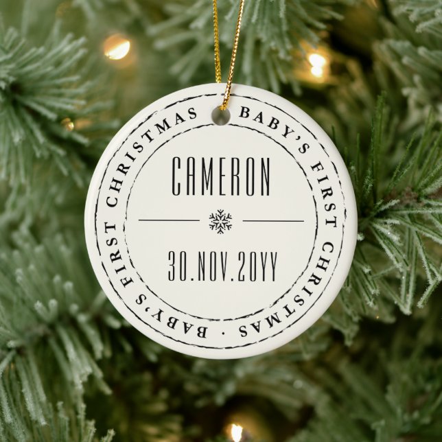Classic Circle Stamped Seal Baby's First Christmas Ceramic Tree Decoration (Tree)