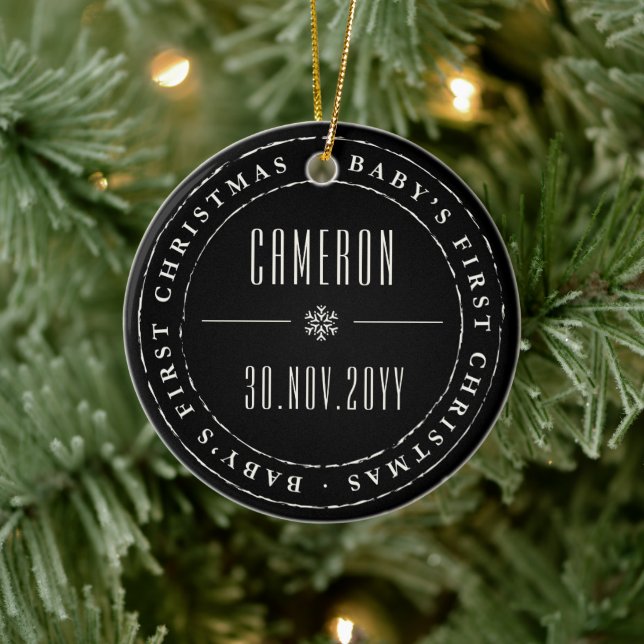 Classic Circle Stamped Seal Baby's First Christmas Ceramic Tree Decoration (Tree)