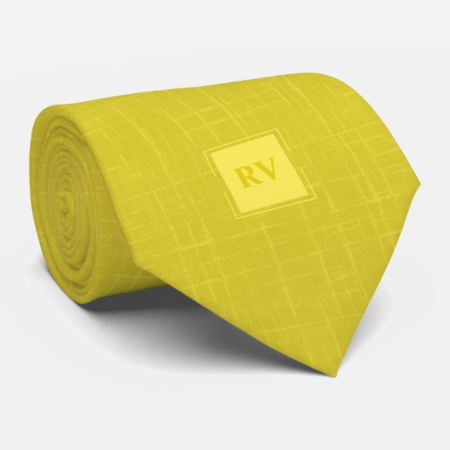 Classic Citrine Yellow Monogram Hashmark Tie (Rolled)