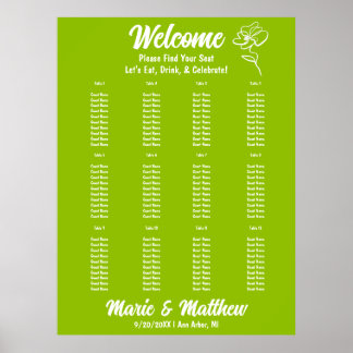 Classic Citrus Green Floral Wedding Seating Chart