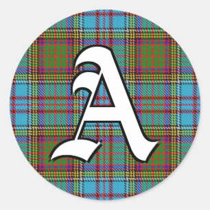 Classic Clan Anderson Tartan Monogram Round Sticker