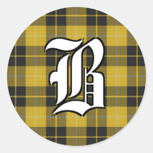 Classic Clan Barclay Tartan Monogram Round Sticker