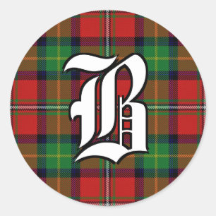 Classic Clan Boyd Tartan Monogram Round Sticker