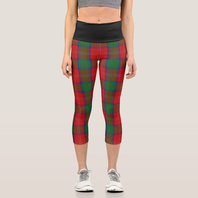 Classic Clan Chisholm Tartan Plaid Capri Leggings (Front)