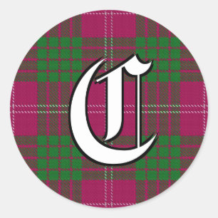 Classic Clan Crawford Tartan Monogram Round Sticker